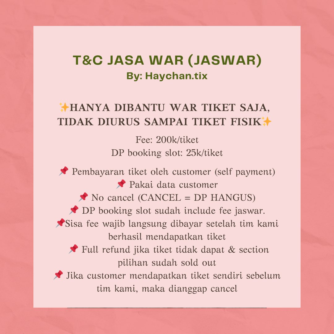 Haychan.tix | JASTIP & JASWAR TIKET tweet media