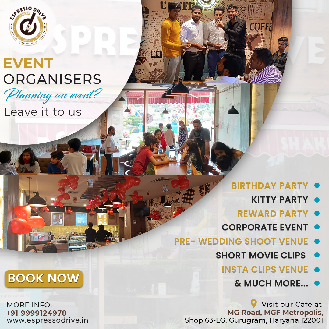 Looking for A #PartySpace in #MGRoad #Gurugram ? Whether you're celebrating a special occasion like a #Birthday or #Anniversary, hosting a #CorporateEvent, or simply looking to enjoy life's...Call us now 📲+91-9999124978
Book You Table: espressodrive.in