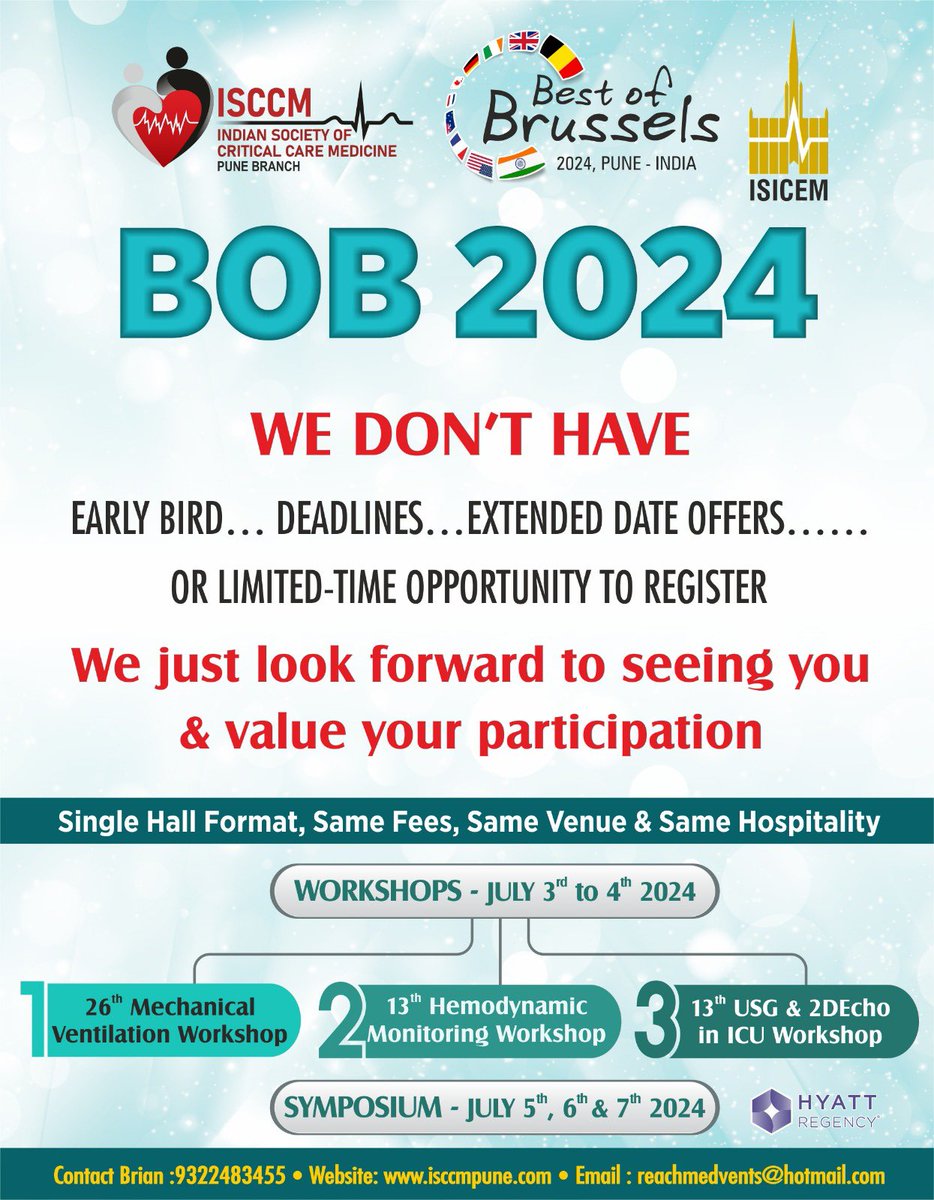 Dear Friends,
Greetings from ISCCM Pune Branch &amp; the Organizing Team of Best Of Brussels Pune 

REGISTRATIONS ARE NOW OPEN  

isccmpune.com/events/#163401…