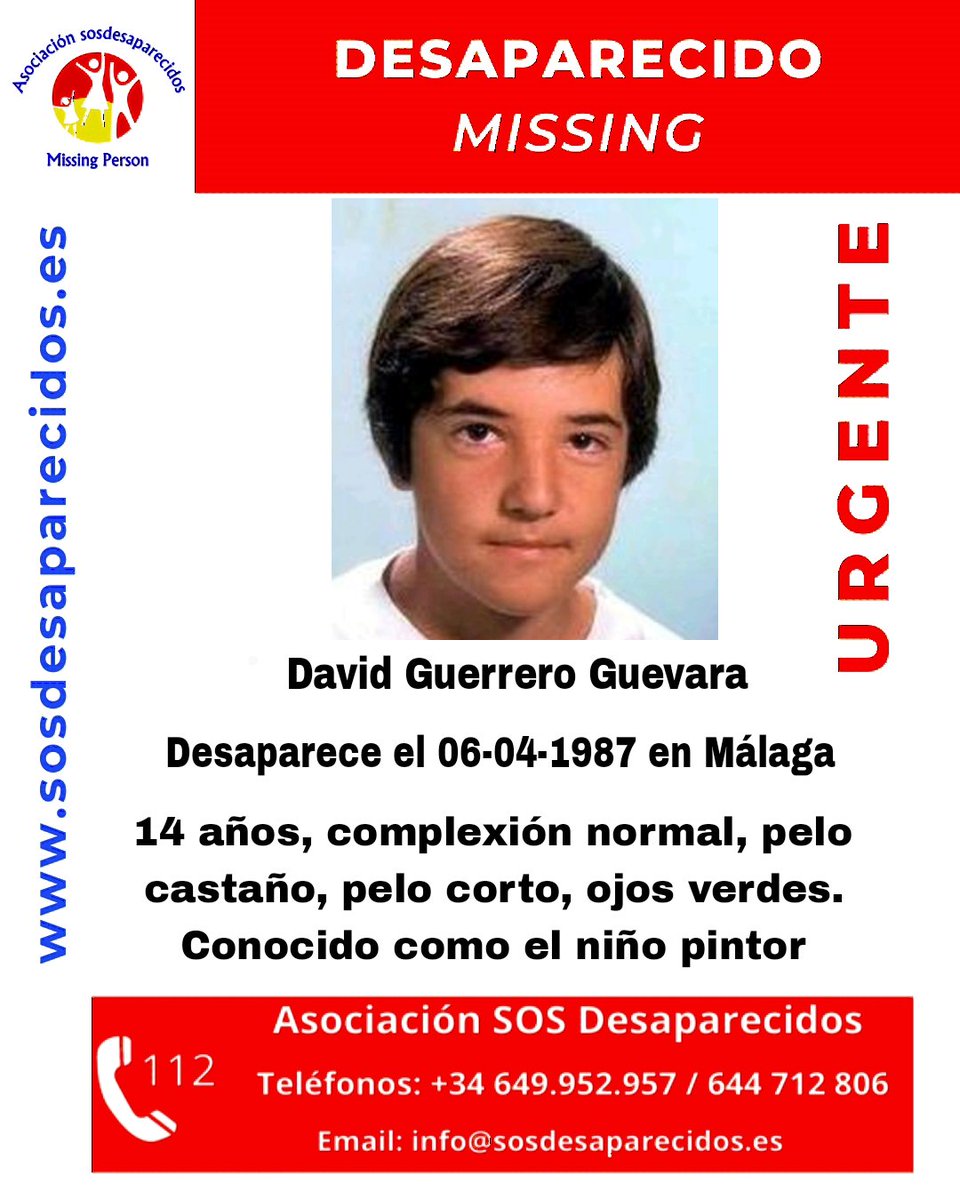 🆘 DESAPARECIDO
37 años sin David
#desaparecido #sosdesaparecidos #Missing #España #Málaga