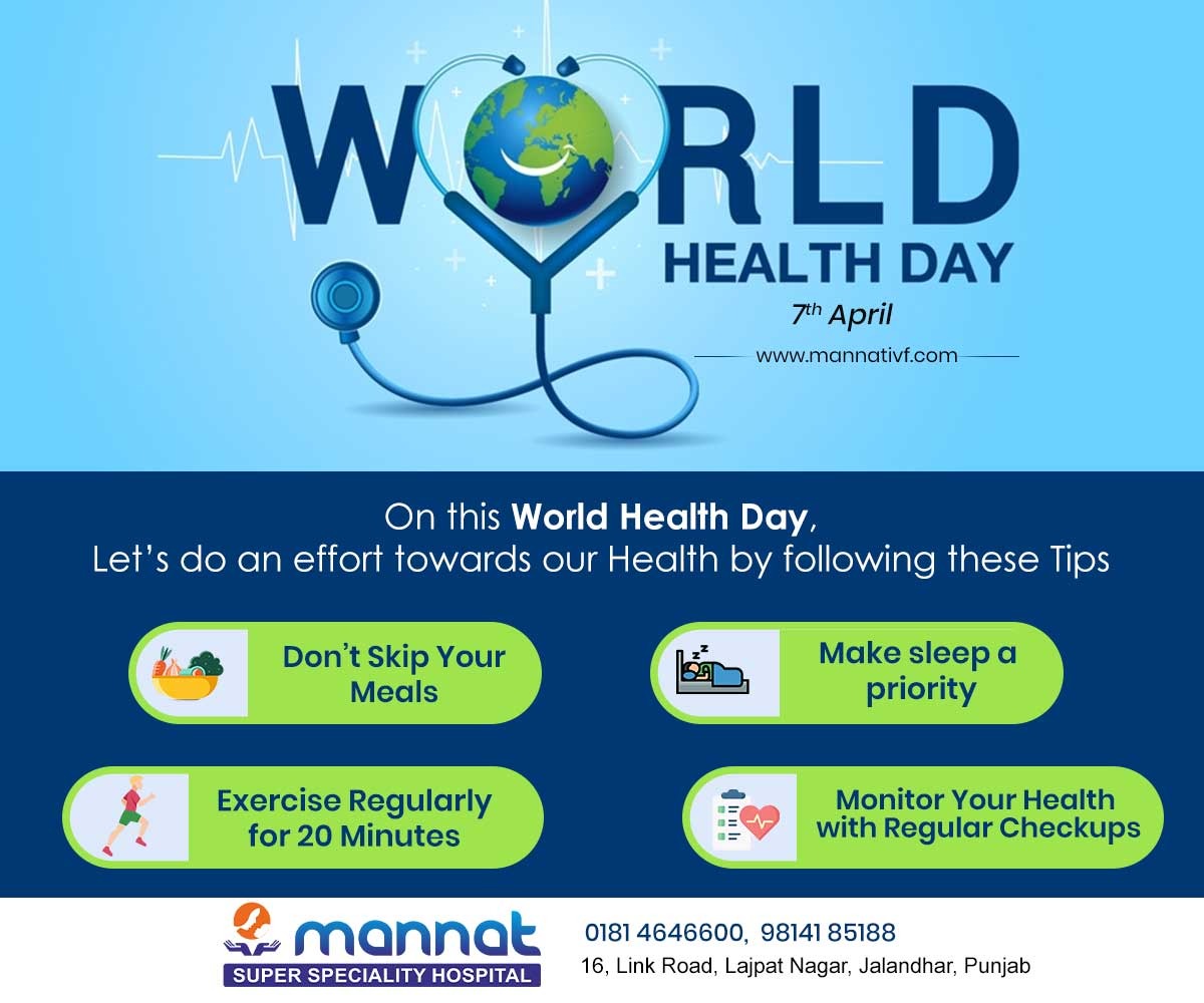 On this World Health Day.
Let's do an effort towards our health by following these tips.
#mannativf #WorldHealthDay #healthday #healthday2024 #healthdaymessage #HealthDayTips #ExerciseRegularly #RegularCheckups #MonitorYourHealth #jalandhar #Punjab