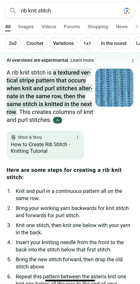 StudioKnitSF's tweet photo. @rebekah_creates @googlesearchc Yes, please give obvious credit for images used in SGE. My blue swatch was knitted and photographed professionally costing time, talent, and finances, hosted on my site Studio Knit. (Not Stitch &amp; Story) 

Helpful hint: These steps are dizzyingly confounding. https://t.co/uIlZkocVd5