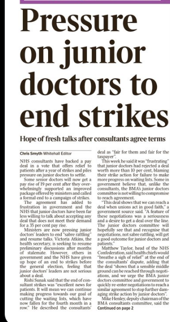 So instead of challenging the Government who have found extra money for (likely Tory voting Consultants) junior doctors are attacked to end strikes. Watch the nurses #ToriesOut639 #SunakOut529 #GeneralElectionNow #Sunackered #UnitedAgainstTheTories #TorySleaze #ToryChaos