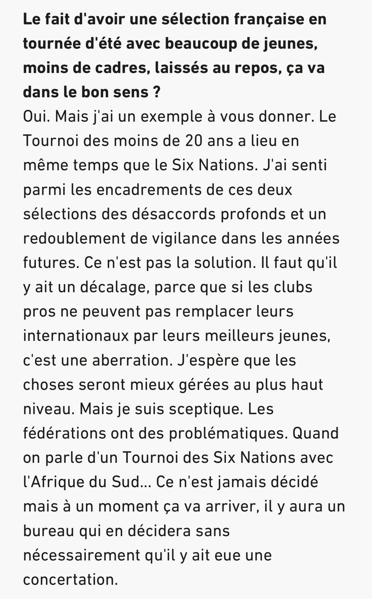 Vincent Merling dans @lequipe. Toute la débilité du rugby français en 1 réponse… hein @floriangrill, un commentaire ? #XVdeFrance #FievreSR