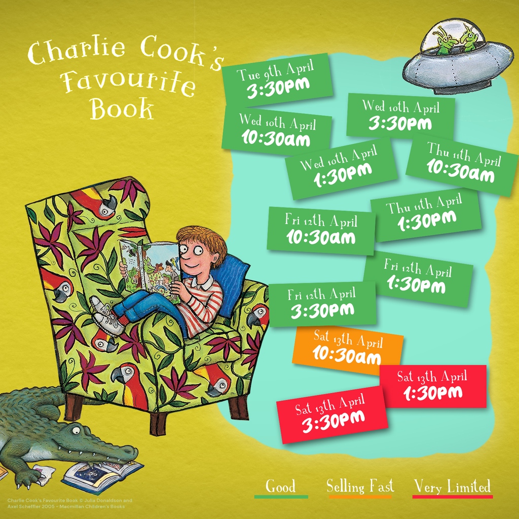 Check out the availability calendar if you are planning to delve into a range of books with Charlie Cook next week!📖 9 - 13 Apr 📍 Liverpool Playhouse Book now👉️ l8r.it/dDex