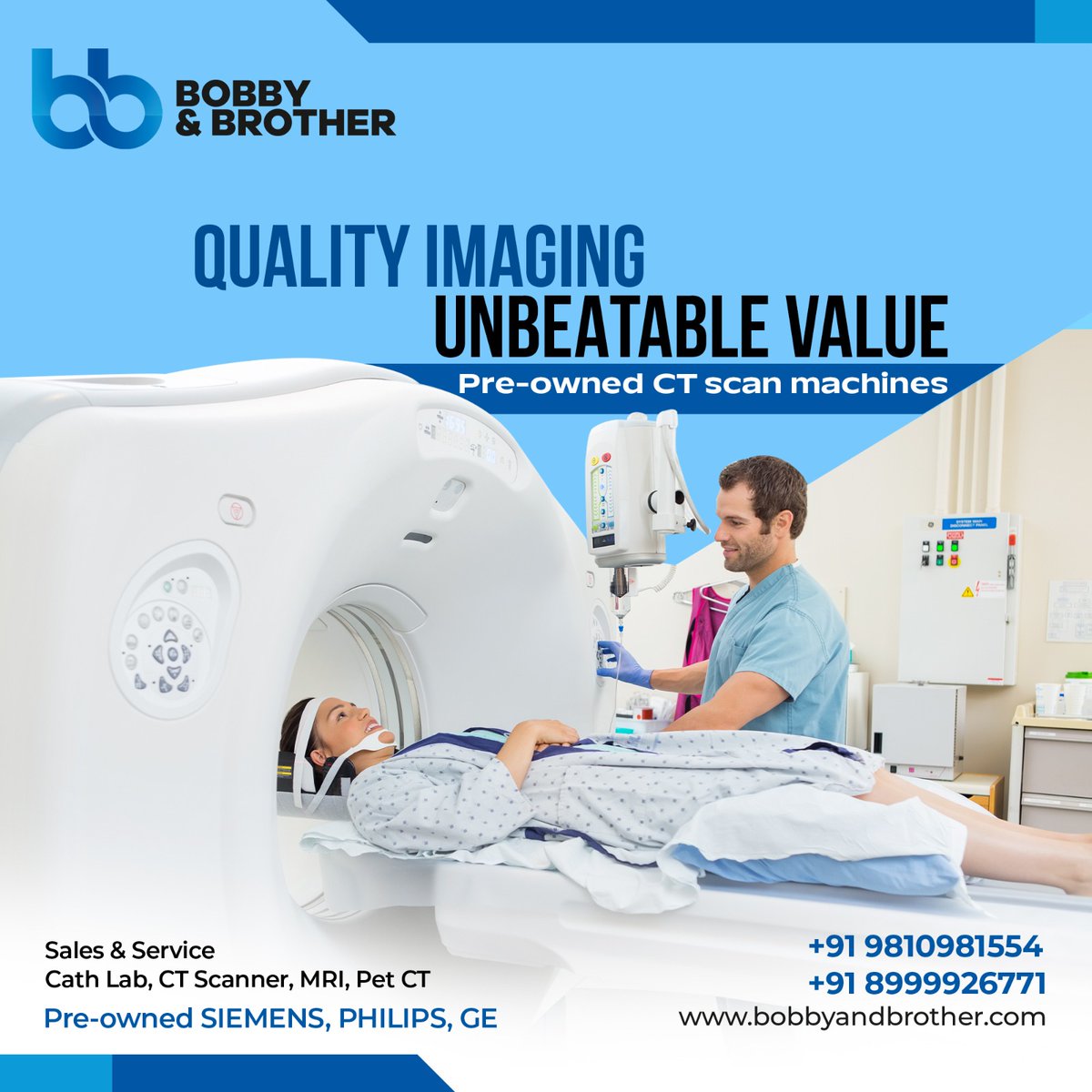 Unlock unparalleled imaging excellence with our premium refurbished CT Scan machines. Harnessing the power of quality imaging, we offer unbeatable value and reliability, ensuring precision and accuracy in every scan.
 
#BobbyAndBrother #CTScan #CTScanMachine #RefurbishedEquipment