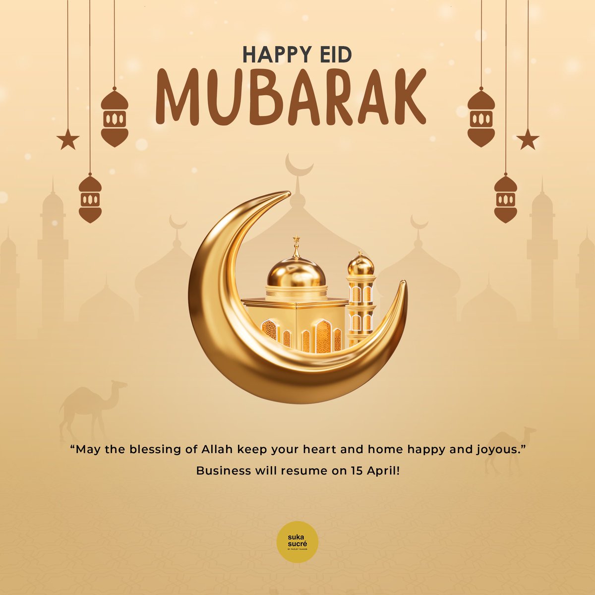 Gemersik takbir mengundang tiba,
Salam diutus tanda ingatan,
Syawal dinanti menjelang tiba,
Salam diutus pohon kemaafan.

Selamat Hari Raya kami ucapkan dari seluruh warga Sukasucre KL!
Jumpa lagi pada 15 April!