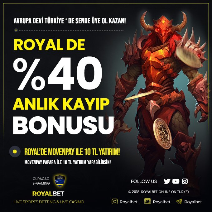 ⭐️ #ROYALBET'TE %40 ANLIK KAYIP BONUSU!

✨777₺ ÇEKİMİNİ PAYLAŞ BONUSU! 

💝HER YATIRIMA 500₺'YE KADAR FREESPİN! 

✨ÇEVRİM ŞARTSIZ %30 YATIRIM BONUSU !

⭐️bit.ly/RoyalBettr

#royalbet #royalbetturkiye #bonus #bahis