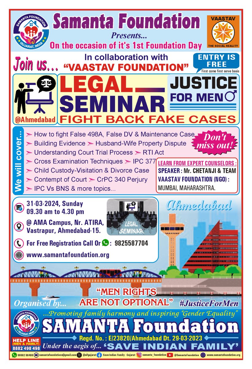 DaxeshVania's tweet photo. Our #SamantaFoundation's #LegalAwarenessSeminar (31st March 2024) @AMA, A'bad event news published in @gujratsamachar (AhmedabadCity Plus edition) On 6-4-2024
#ThankYou @gujratsamachar support us📷 
#JusticeForMen
@vaastavngo
@sifgujarat

Gujarat Samachar https://t.co/XMuHAiYeIz https://t.co/N4jQP5zeh5
