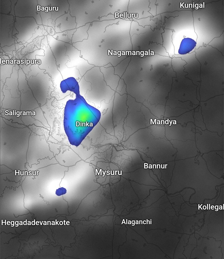 Dinka, KR Pete & surroundings in Mandya, Aswalu in Mysuru & Huliyudurga, Yedavani - surroundings in Tumakuru districts are witnessing some action

#KarnatakaRains