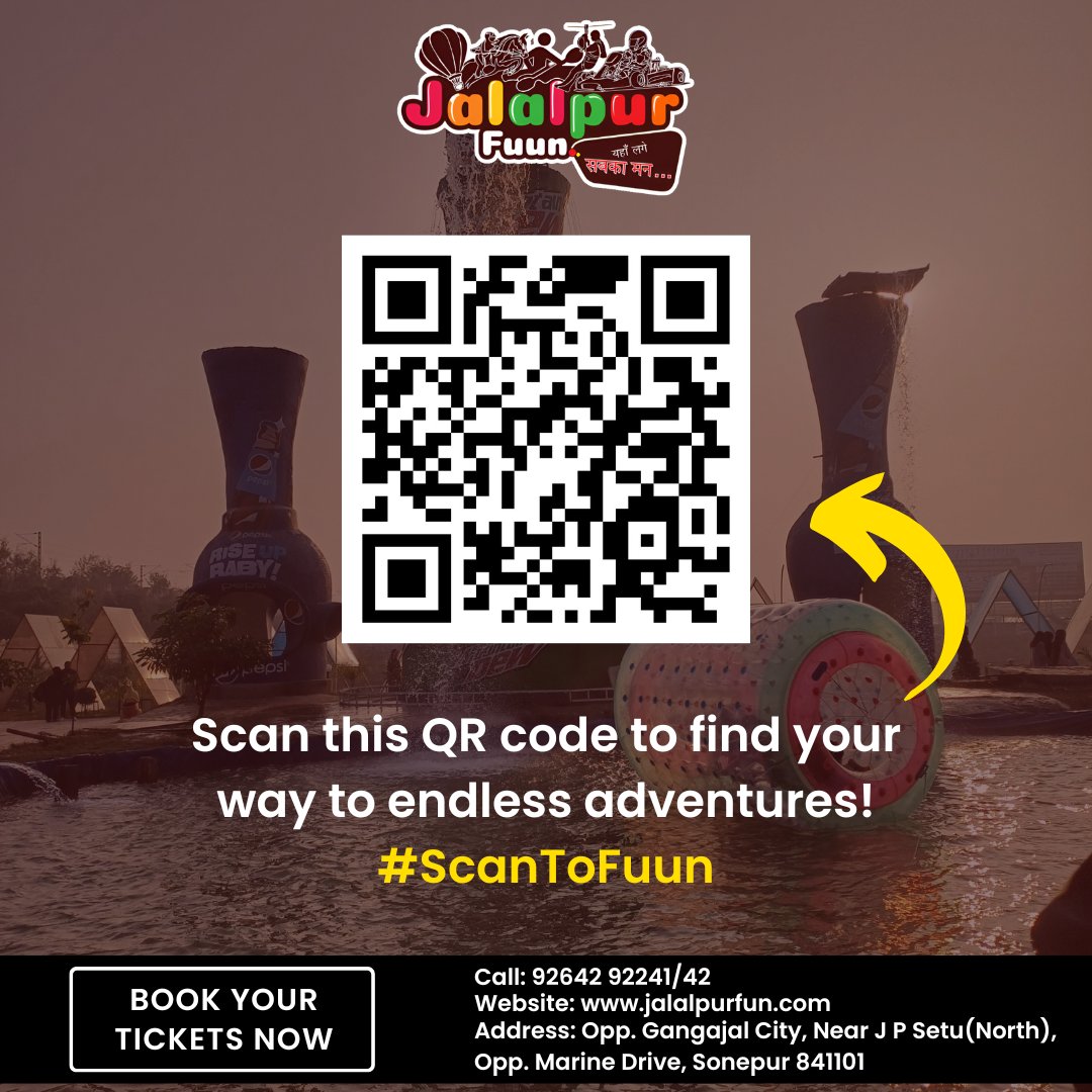 Scan, Navigate, Fuun!
Use this QR code to find your way to endless adventures at Jalalpur Fuun.
..

#JalalpurFuun #JalalpurFuunAdventures #ThrillsAtJalalpurFuun #GoKartingAdventures  #UnforgettableAdventures #Patna #Bihar #ScantoFuun #OurLocation