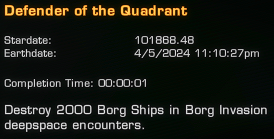 Lord_IceXx's tweet photo. Happy First Contact Day to Virisk (my DPS main), who just reminded me there's an Accolade for killing 2000 Borg Ships in Borg Red Alerts. https://t.co/3w0RFwex1n