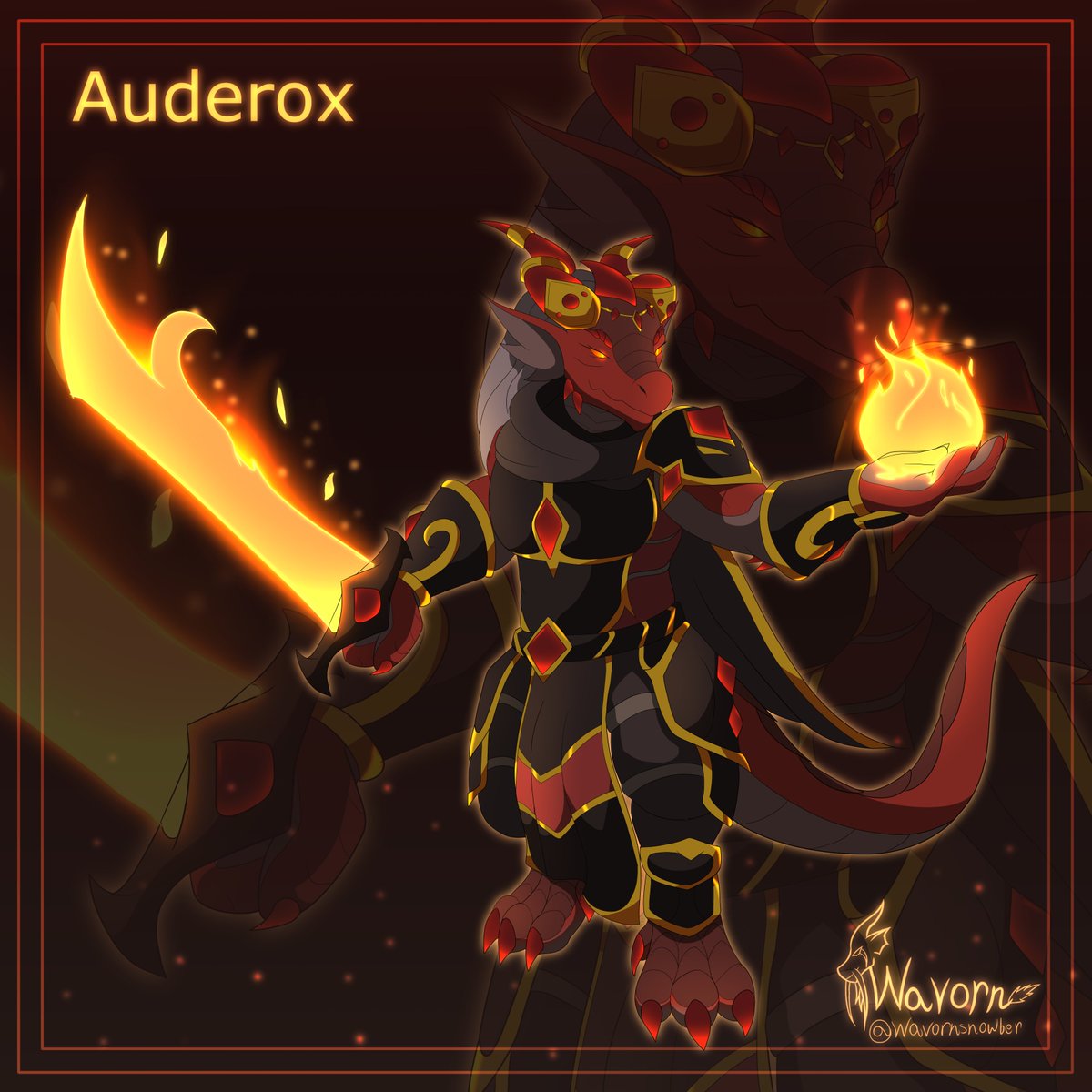 Been wanting to draw my drakonid for awhile. Glamorous ruby guy!