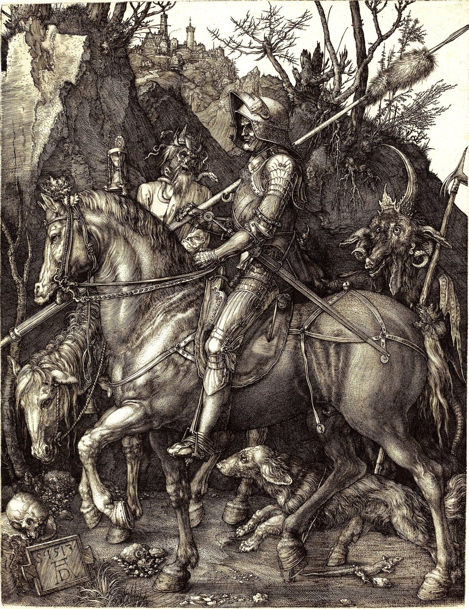 'The artist is chosen by God to fulfill His commands and must never be overwhelmed by public opinion.' ~ Albrecht Dürer 

🎨 Albrecht Dürer, 'Knight, Death and the Devil', 1513 #DiedOnThisDay