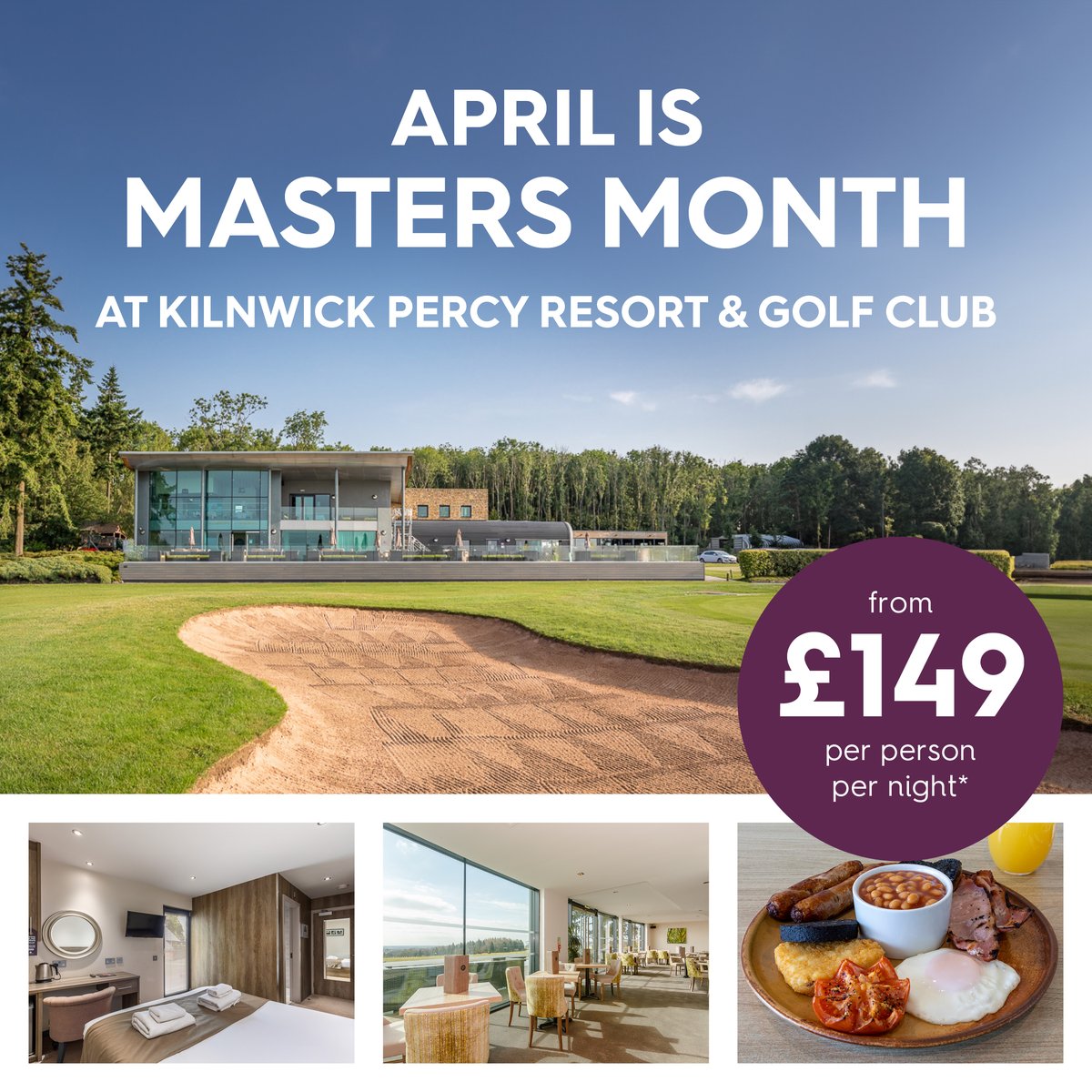 A few short days until the Masters ⛳but there’s still time to book and relax with us. April is Masters Month at Kilnwick Percy: our renowned course and hospitality, a luxury room, and menu inspired by great Masters moments. Find out more and book on 01759 303 090