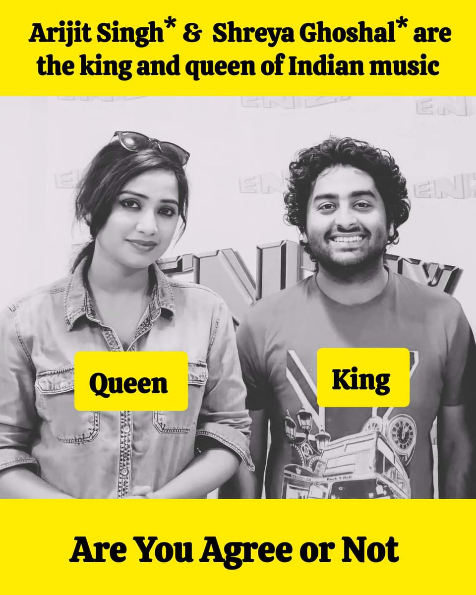 Àrijit Singh & Shreya Ghoshal are the King & Queen of Indian Music.

#photo #viral #trending #trendingpost #fbpost #arijitsingh #king #queen