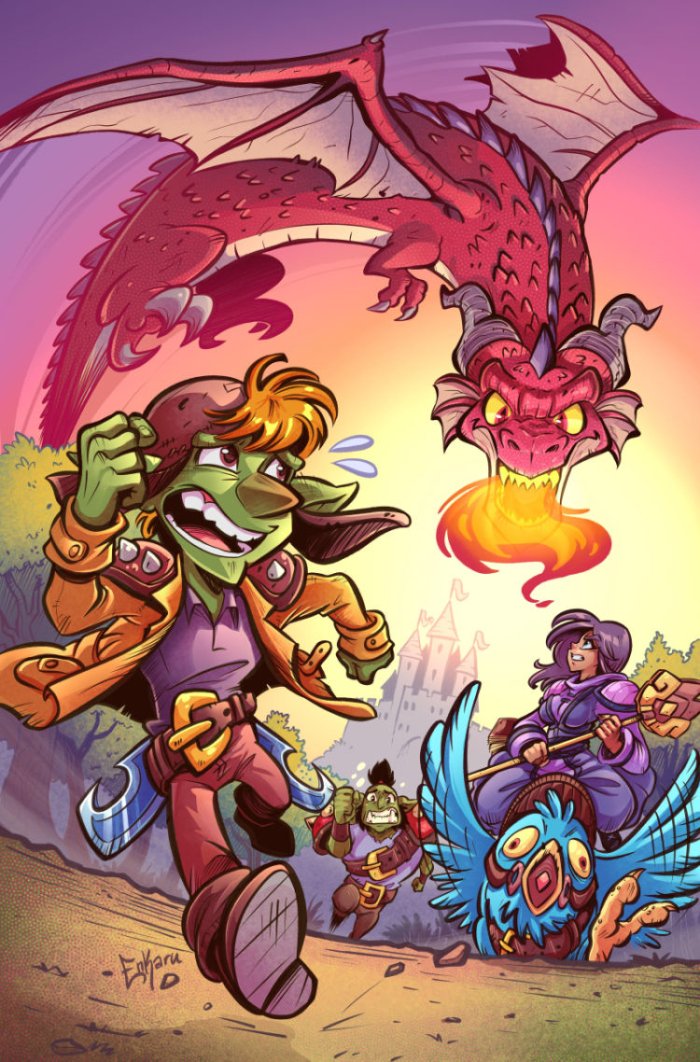Here's my contribution to the upcoming 'Goblins Vs Trolls' book by the talented artist <a href="/RenePfitzner/">Rene Pfitzner</a>. If you're a fan of fantasy comics and adventures, I encourage you to consider supporting his work through this crowdfunding campaign: kickstarter.com/projects/pfitz… 😊 #comic #fantasy