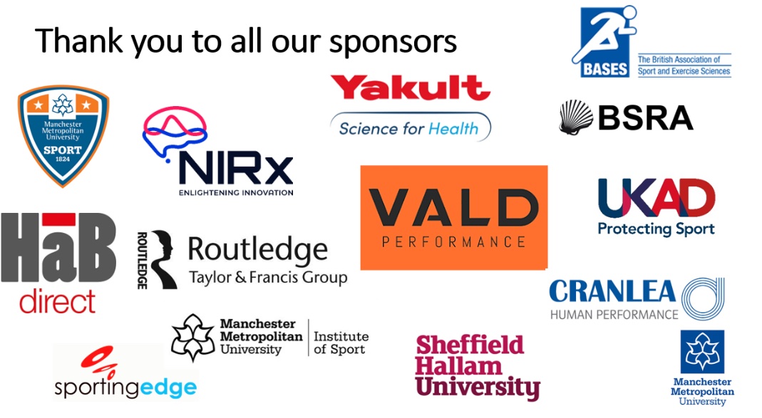 And a huge thanks to all of our supporting at our @basesuk student conference @ManMetUni @McrInstSport @MMUSport @NIRx_NIRS @BSRAgeing @HaBDirect @routledgebooks @VALDPerformance @sportingedgecom @ukantidoping @Cranlea @sheffhallamuni @HollyRNeill @EmP_Nutrition