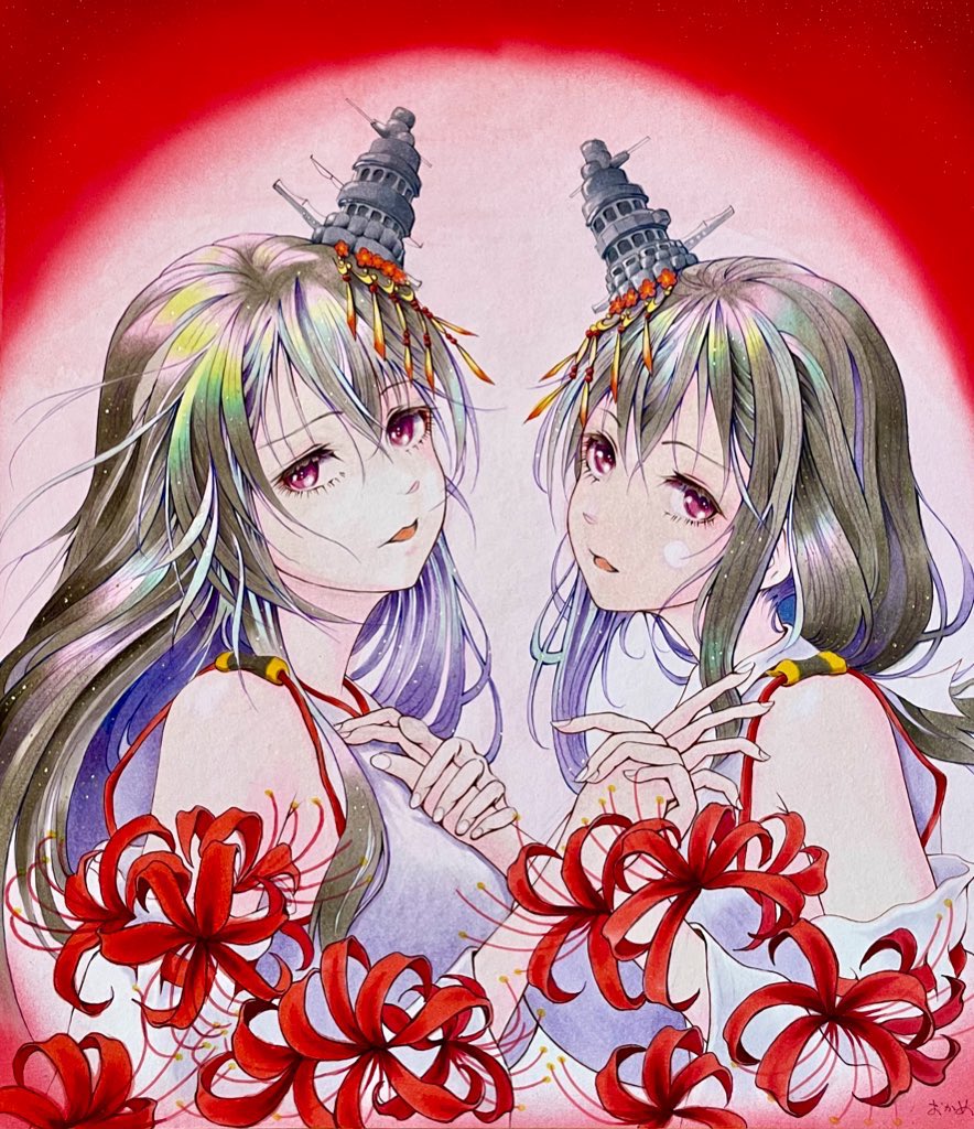 扶桑(艦これ) 「#対になってる絵をあげる 」|おかめのイラスト