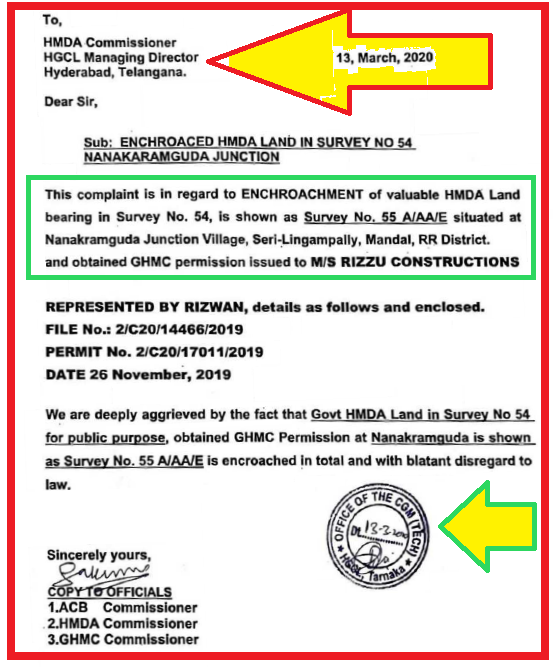 @hydcitypolice @CommissionrGHMC @DRonaldRose @CPHydCity @TSMAUDOnline @HMDA_Gov @GHMCOnline @CcpGhmc @TelanganaCMO @cdmatelangana @TelanganaCS @cyberabadpolice @CVAnandIPS @DCPDDHyd Nanakramguda ❤️Circle GREENERY Land Sy. No.54 ENCROACHED as Sy. No.55 by ENCROACHER. 
As per GHMC Remarks Shortfall of LRS, HUDA Layout, Plot Dimensions Not Tallying for PermitNo.2/C20/08968/2019 inSr.7 
& Revised No.2/C20/17011/2019 inSr.14
DERELICITION OF DUTY BY GHMC/HMDA👮