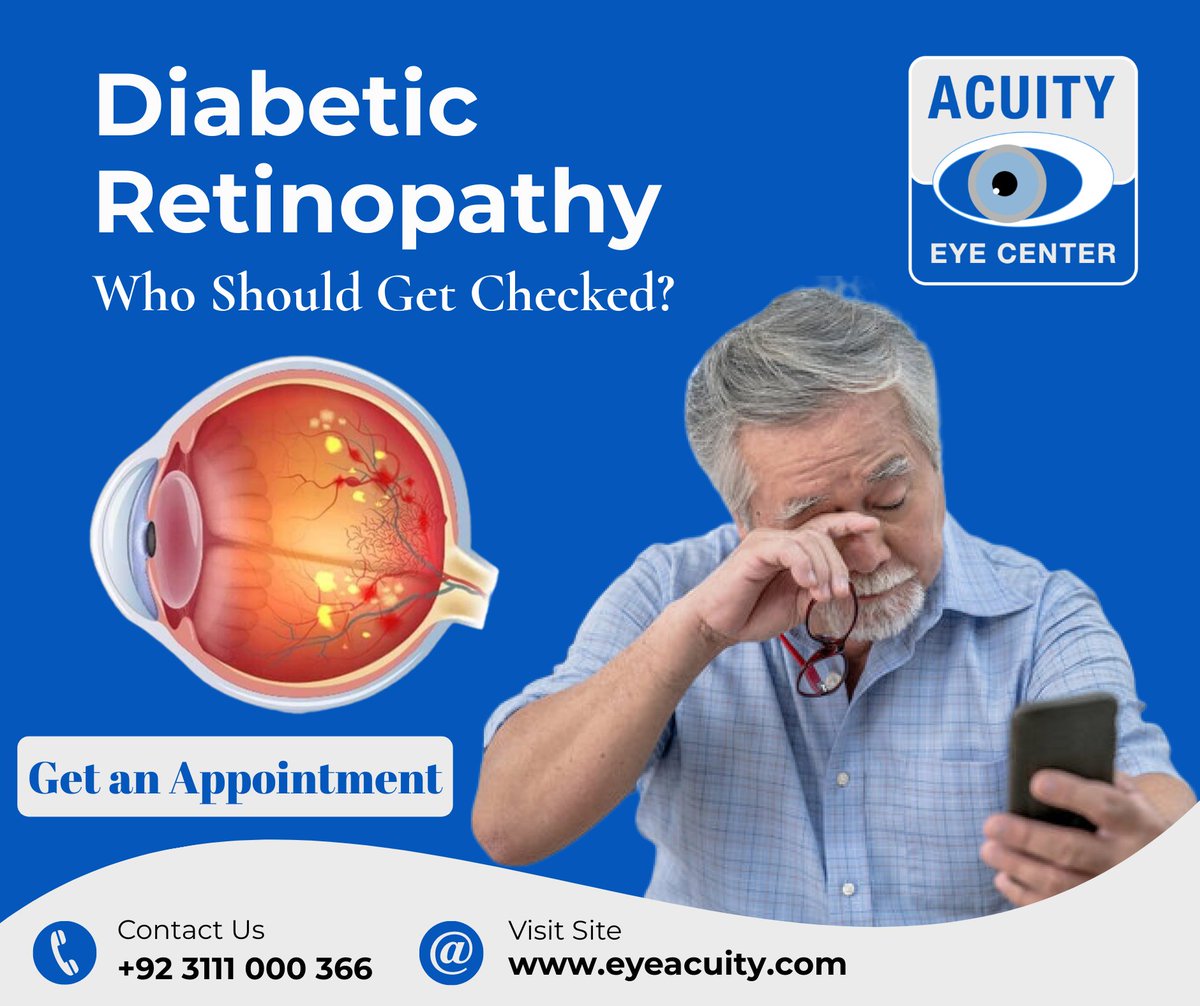 👁️ Don't gamble with your sight! If you have diabetes, get checked for Diabetic Retinopathy. Early detection is key. Schedule your eye check-up today at Acuity Eye Center. Contact us at +92 3111 000 366 or visit eyeacuity.com. #DiabeticRetinopathy #EyeHealth #eyeacuity