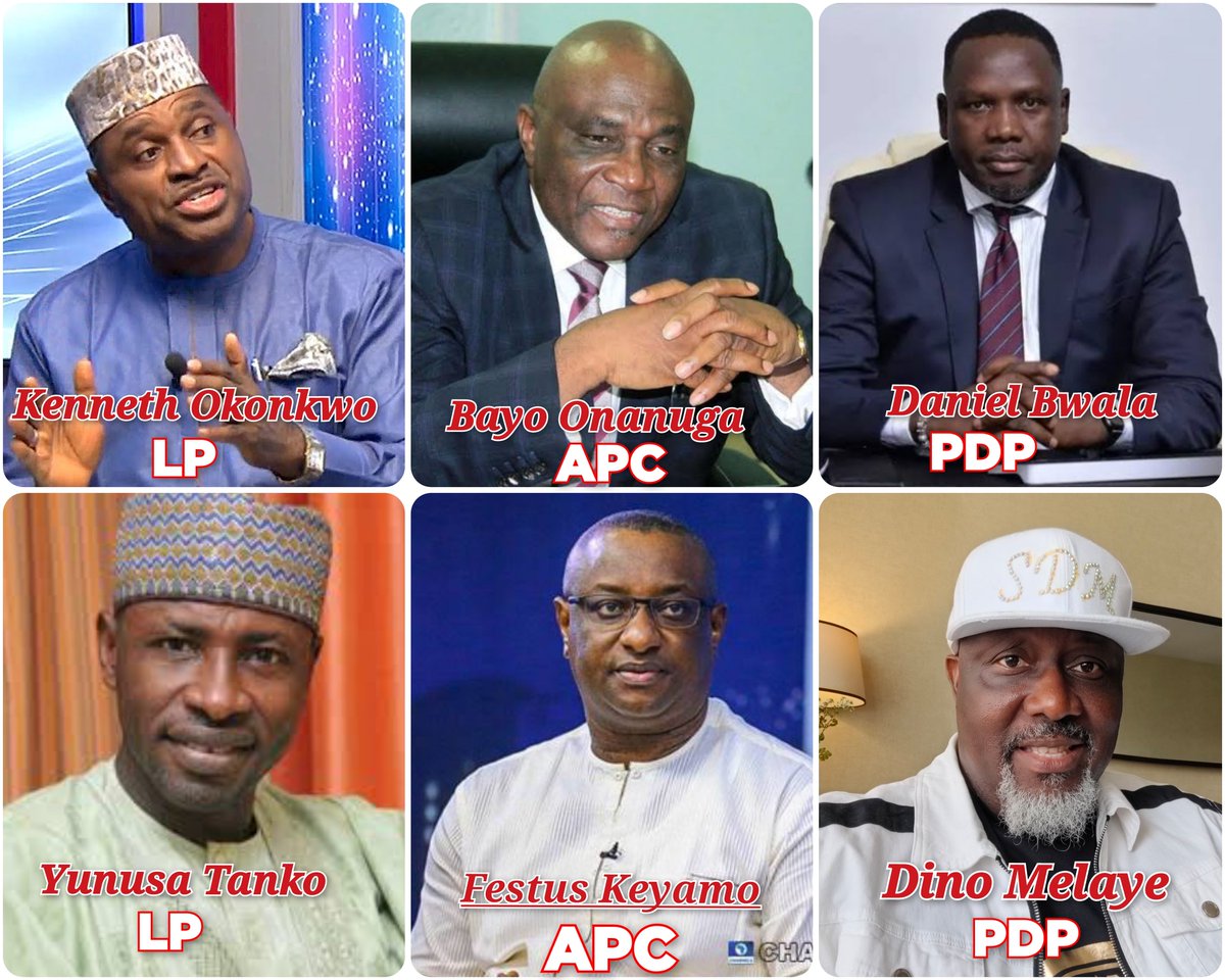 Who were your favourite presidential spokespersons during the election campaign?

A. Kenneth Okonkwo (LP)
A2. Yunusa Tanko (LP)

B. Bayo Onanuga (APC)
B2. Festus Keyamo (APC)

C. Daniel Bwala (PDP)
C2. Dino Melaye (PDP)