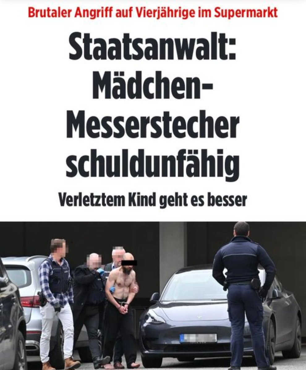 Schuldunfähig nach Messerstecherei⁉️ 
Ach, war das Kind selbst Schuld❓️

Ändern wird sich erst etwas, wenn es ihre Kinder und Enkelkinder trifft.
#Faeser #Baerbock #Buschmann
Ich habe die Nase gestrichen voll, von diesen Schlagzeilen.
🍿🤢🤮