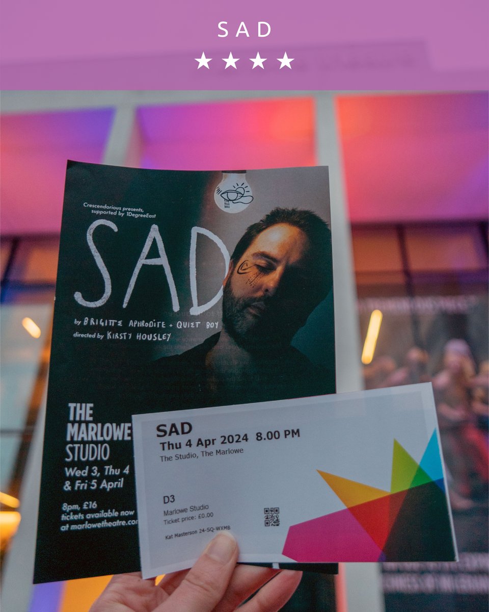 * NEW REVIEW * SAD ⭐️⭐️⭐️⭐️ 'From the warm and inclusive introduction by Brigitte to the replaying of words from friends and family through the speakers, there are moments of Quiet Boy’s story that everybody can relate to.' katmasterson.com/2024/04/sad-re… 🎭 @marlowetheatre 🎟️AD - PR