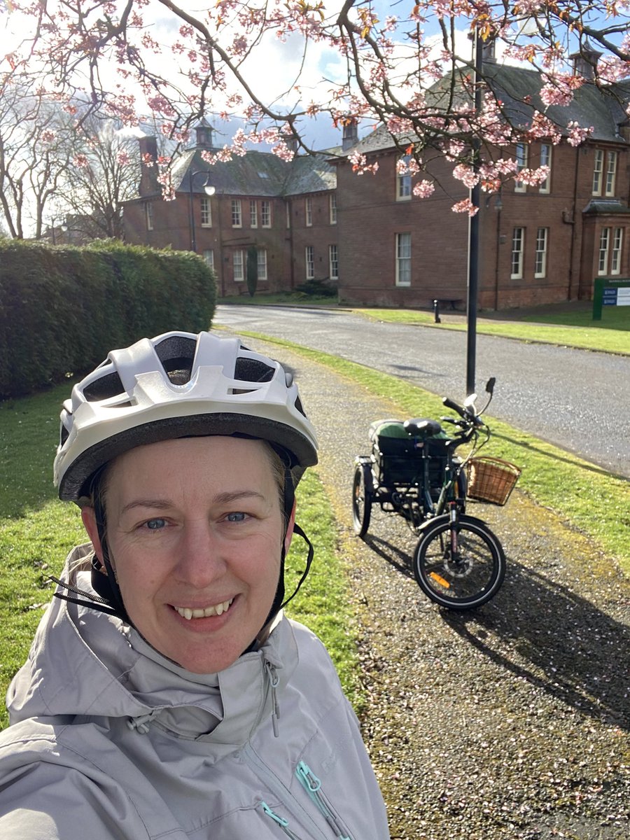 Cycling in March was wet and wild. Trike needed a wee repair after 7 months of active travel, but still 64 miles cycled for @DGNHS as a #healthvisitor. Well-being win has been watching spring bloom @LovetoRide_ @dghealth