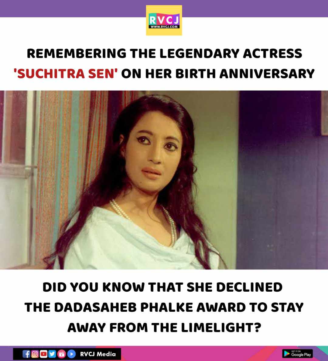 Remembering Suchitra Sen on her birth anniversary!

#suchitrasen