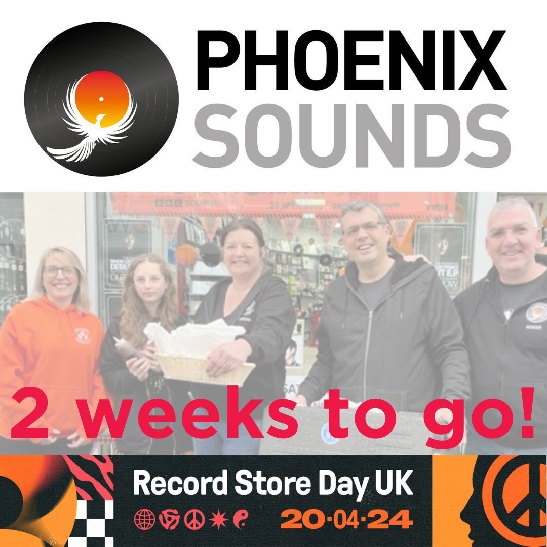Wow! Only 2 weeks to go! 😀 Record Store Day is not just about vinyl. It's a celebration of music and our amazing Newton Abbot community. Join us in two weeks for an experience filled with amazing tunes and great company. Store opens at 8am. #PhoenixSounds #RSDCountdown #RSD2024