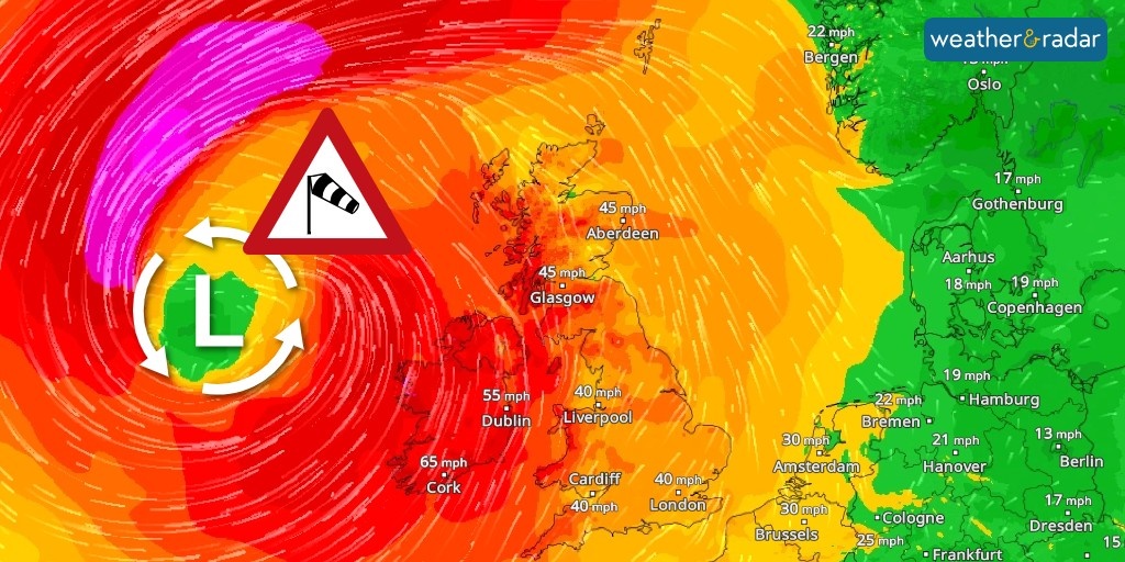 Storm Kathleen ⚠️ arrives today bringing severe gales. Gusts are expected to reach in excess of 70 mph across western portions of Ireland - stay updated on the latest with the WindRadar 🍃 👇 to.weatherandradar.co.uk/WindRadar #StormKathleen #storm #ukstorm #irelandstorm #windradar