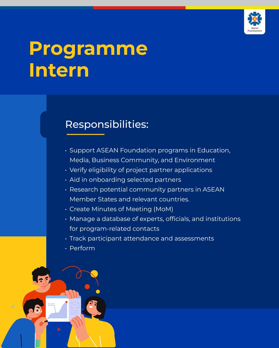ASEAN Foundation Internship Programme Batch 2 is OPEN📢 Available units: ✅Communications ✅Programme ✅Operations Be sure to gather all required documents before hitting that submit button! Apply now and become a part of ASEAN Foundation! 🤩 #Internship #Opportunity #Hiring