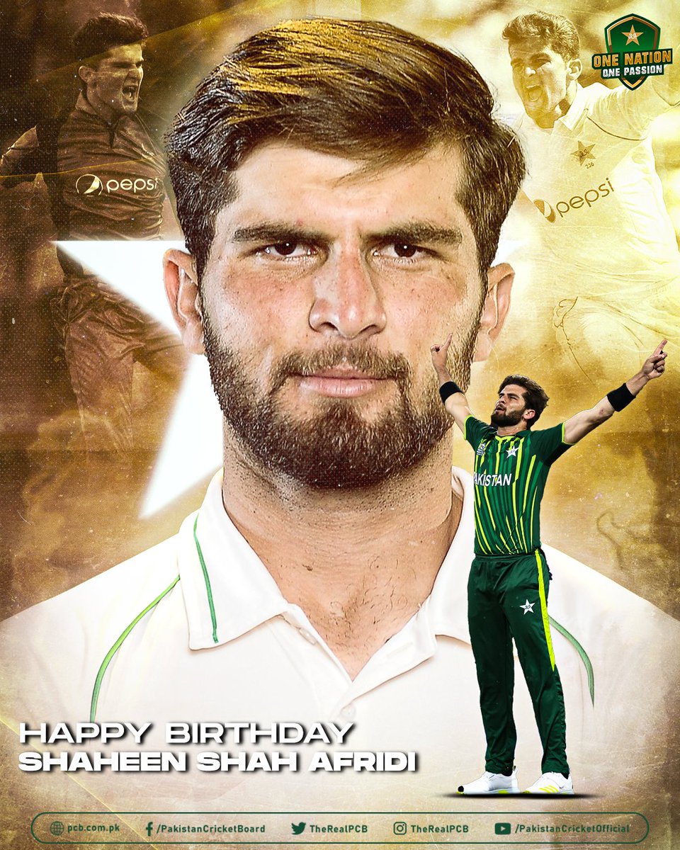 TheRealPCB's tweet photo. ☄️ 2️⃣9️⃣0️⃣ international wickets in 1️⃣3️⃣9️⃣ matches for Pakistan
🥇 6️⃣-3️⃣5️⃣ - Best bowling figures by a Pakistan bowler in a @cricketworldcup match
🏆 Winner of the Sir Garfield Sobers Trophy for ICC Men's Cricketer of the Year in 2021
🌟 Two HBL PSL titles as @lahoreqalandars captain

Happy birthday to @iShaheenAfridi 🎂