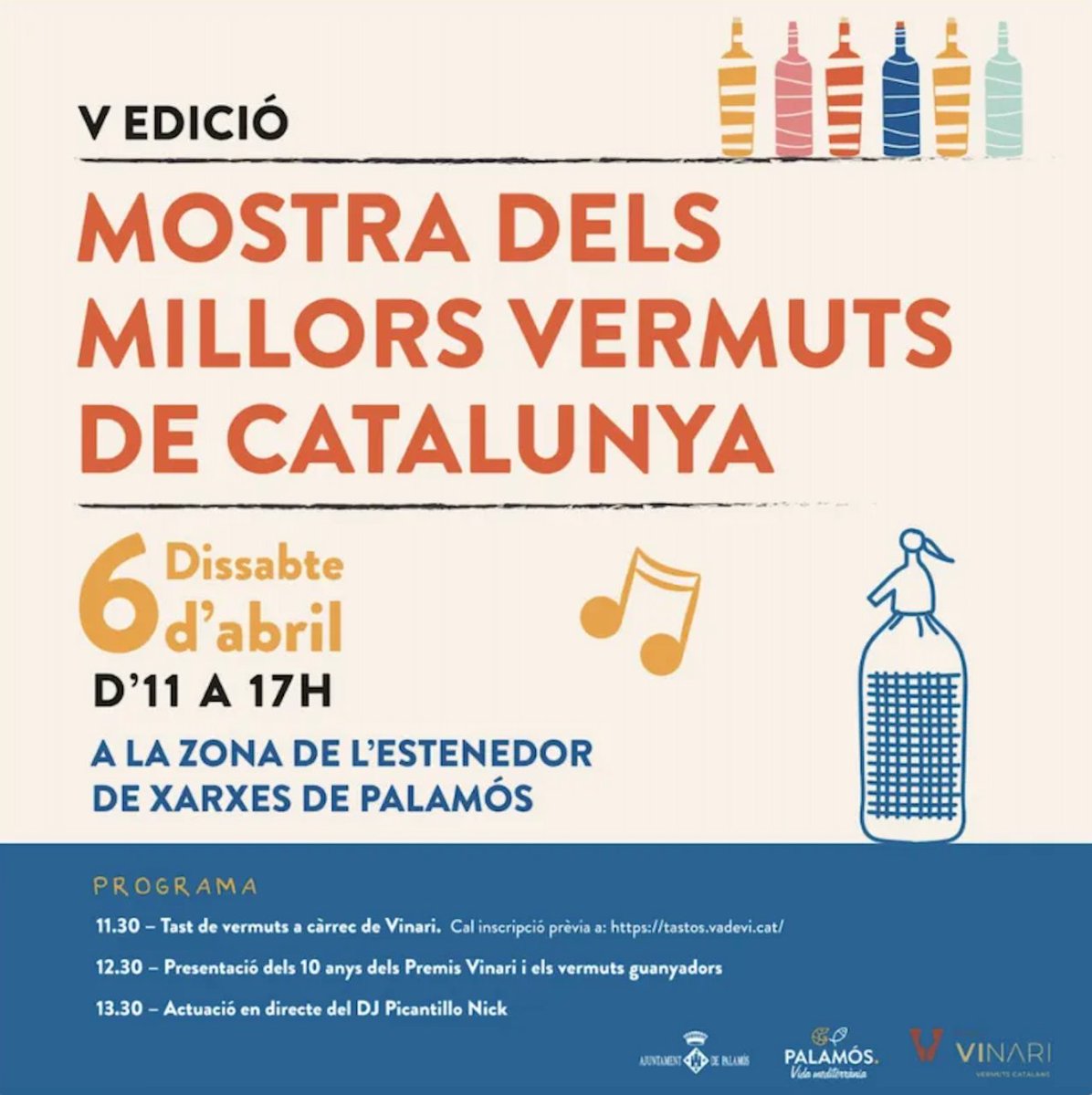 🍸 𝗩 𝗘𝗗𝗜𝗖𝗜𝗢́ 𝗗𝗘 𝗟𝗔 𝗠𝗢𝗦𝗧𝗥𝗔 𝗗𝗘𝗟𝗦 𝗠𝗜𝗟𝗟𝗢𝗥𝗦 𝗩𝗘𝗥𝗠𝗨𝗧𝗦 𝗗𝗘 𝗖𝗔𝗧𝗔𝗟𝗨𝗡𝗬𝗔

📆 Avui, dissabte 6 d'abril
🕢 D'11 a 17 h.
📍 A la zona de l'estenedor de xarxes de Palamós

T'hi esperem 😃

Més informació: tinyurl.com/c7p77hzu