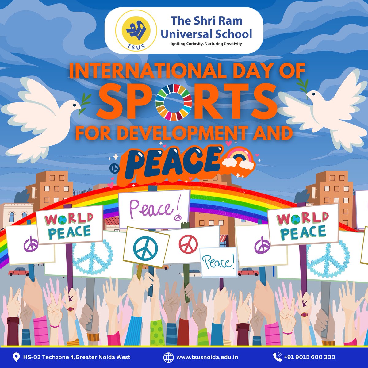 Happy International Day of Sports for Development and Peace! 🌍🏅 Let's celebrate the power of sports to unite communities, promote peace, and drive positive change worldwide. Play on, together! #IDSDP #sport4sdgs🏅 #TheShriRamUniversalSchool #greaternoidawest #greaternoida