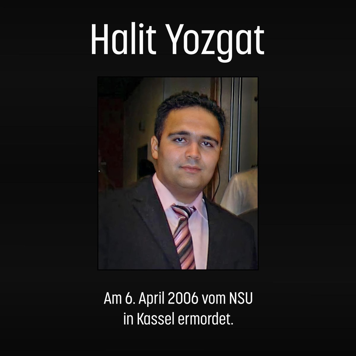 Wir gedenken: Heute vor 18 Jahren, am 6. April 2006, wurde Halit Yozgat in seinem Internetcafé in #Kassel vom #NSU ermordet. Er wurde 21 Jahre alt. Seine Familie kämpft bis heute um Aufklärung und Anerkennung. Gedenken heute 15:00, Halitplatz. #KeinSchlussstrich #KeinVergessen