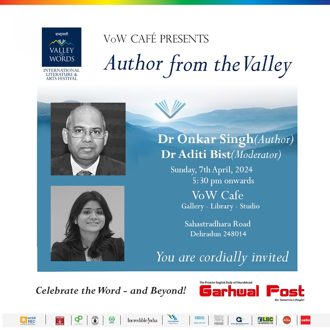 This month's Author from the Valley features Vice Chancellor Dr Onkar Singh and his book Exploring Horizons. He will be in conversation with Dr Aditi Bist of the English Department of the Doon University. The link to the book review is enclosed.