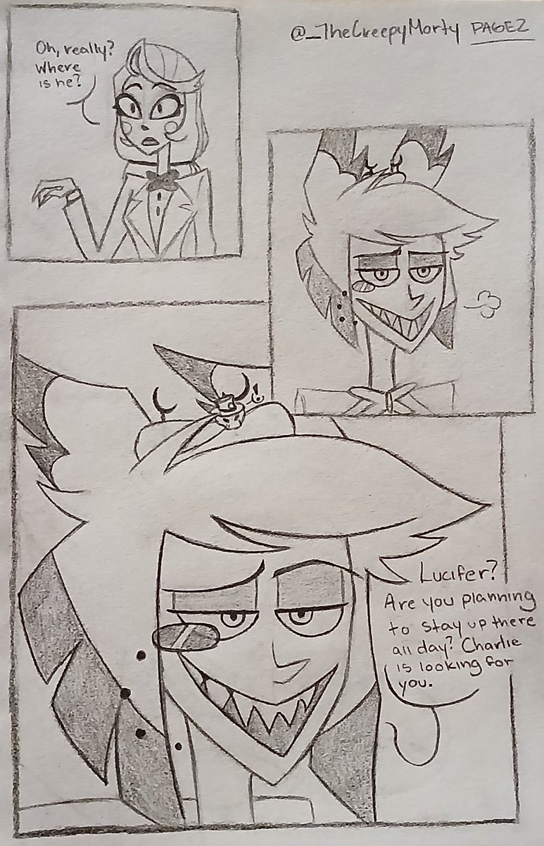 Lrt; I'm just kidding!! 
I made a continuation of the snake Lucifer comic thingy.. 
Anyway, #radioapple #appleradio #HazbinHotel #LuciferMorningstar #Alastor