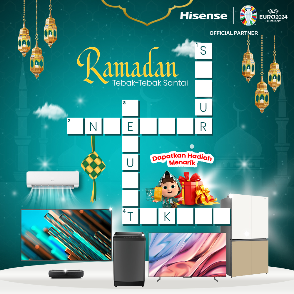 Kuis TTS "Tebak Tebak Santai" ala Hisense Indonesia.. dengan hadiah mini Gold untuk kamu yang beruntung! 🌟