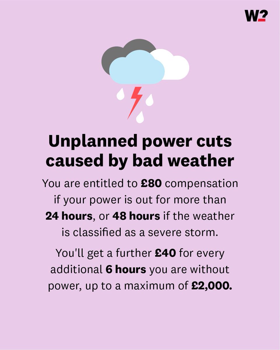 🚨 With yellow weather warnings signalling strong winds today, here's what you need to know about compensation you're entitled to in case of a power outage.