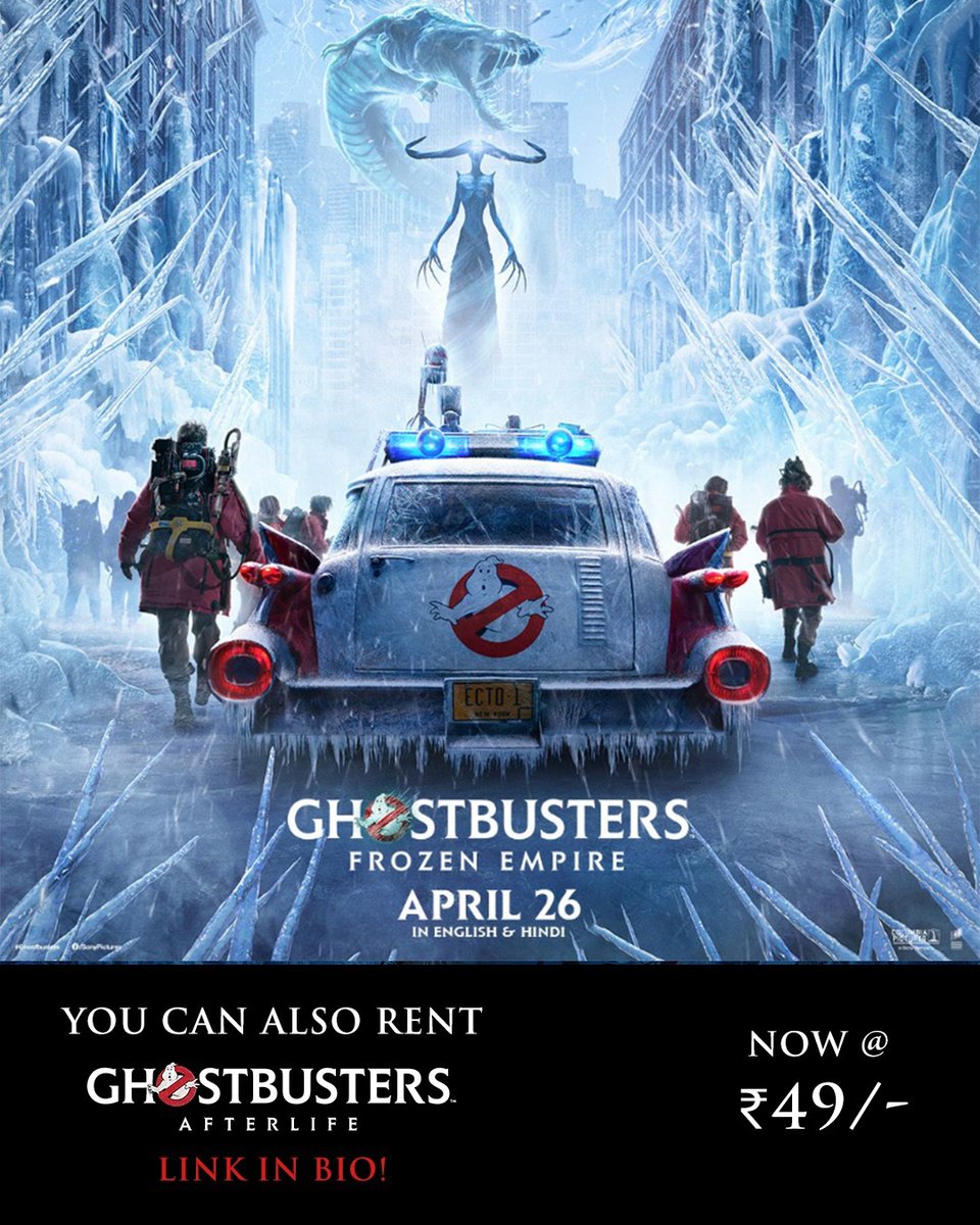 Big freeze. Bigger ghosts. Catch the adventures of #Ghostbusters: Frozen Empire on the big screen on April 26 - in English & Hindi. You’ve got company while you wait with Ghostbusters: Afterlife! Rent it now for just ₹49 👉 tinyurl.com/watchafterlife