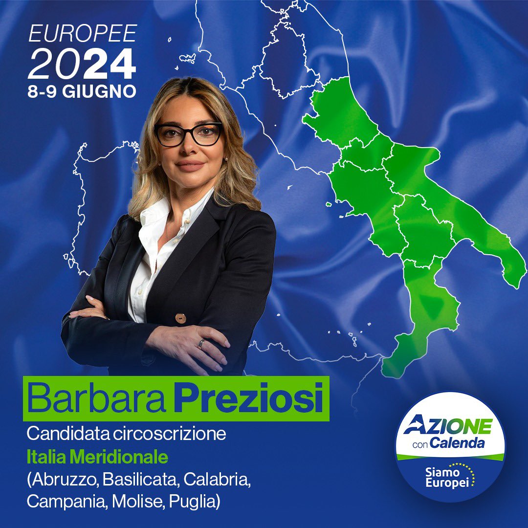 La seconda candidatura che vi presentiamo nella circoscrizione Italia Meridionale è <a href="/BPreziosi/">barbara preziosi</a>.

Barbara è imprenditrice e manager nel settore della comunicazione; con la sua azienda è partner di alcuni dei maggiori gruppi editoriali italiani, presente in tutto il Paese. Esperta