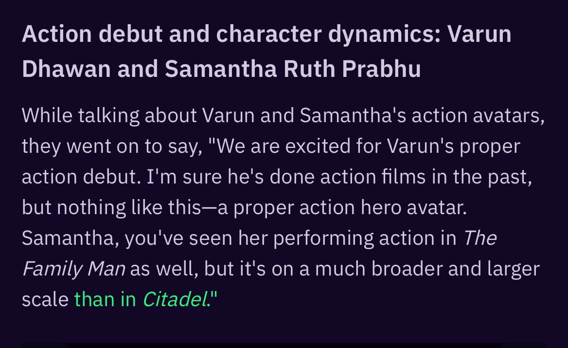 “We are excited for Varun’s proper action debut. I’m sure he’s done action films in the past, but nothing like this-a proper action hero avatar. Samantha, you have seen her performing action, but it’s on a much broader and larger scale than Citadel” ~ Raj&DK #HunnyBunny