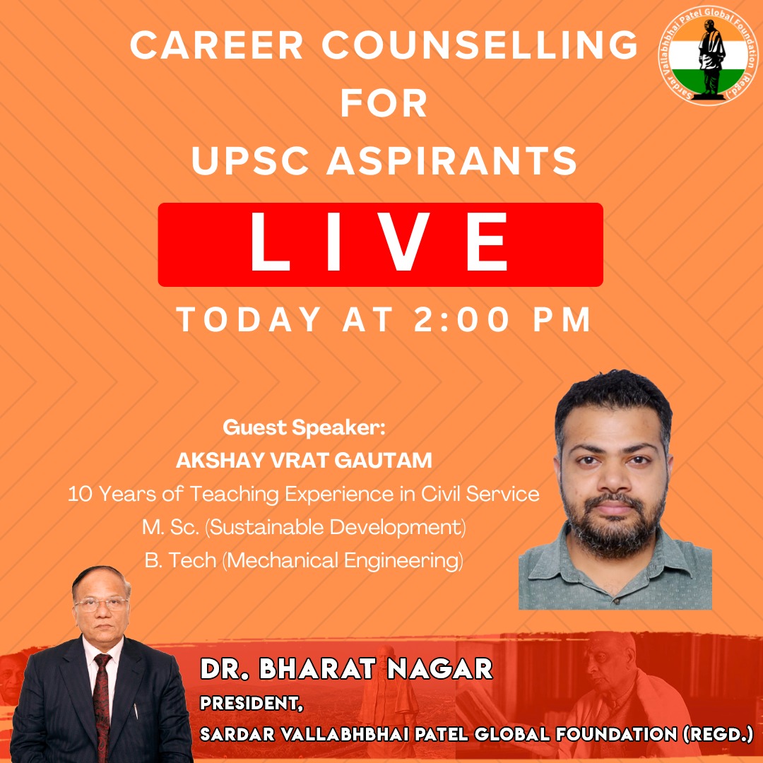 Join us at 02:00 PM on Instagram live.
Join our Instagram page : 
Non - Profit Organization (@svbpgf) • Instagram photos and videos

#CareerCounseling #StudyStrategies #Motivation #SupportNetwork #FreeSession #LiveEvent #SardarVallabhBhaiPatelGlobalFoundation