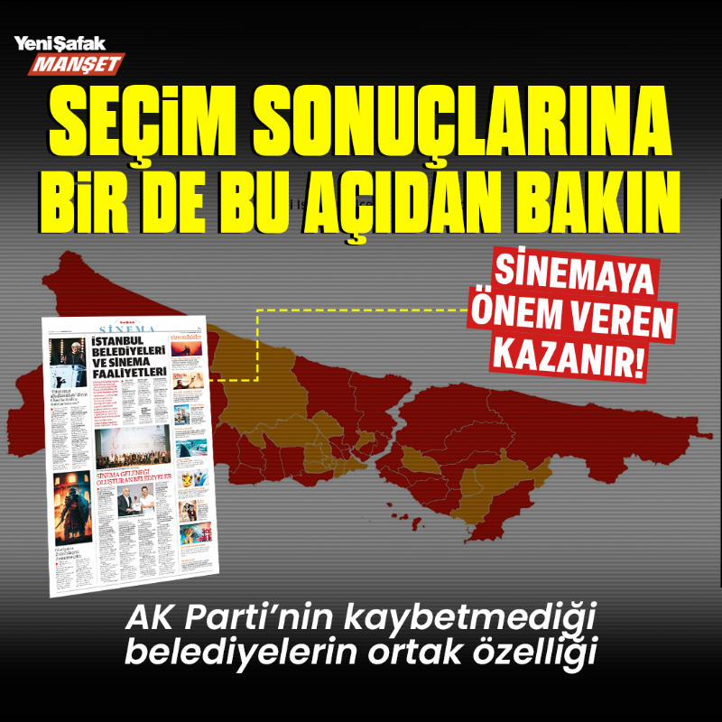 yenisafak's tweet photo. İstanbul’da AK Parti’nin elinde olup da kaybetmediği belediyelerin ortak özelliğine dikkat çekmek istiyoruz:

13 belediyenin 10’unun sinema ile ciddi ilişkisi var. Eğitim ve üretime önem veriyorlar. Haliyle belediye başkanlarının da intibası bu zaviyeden olumlu.

🖊@hayirlisiAhG