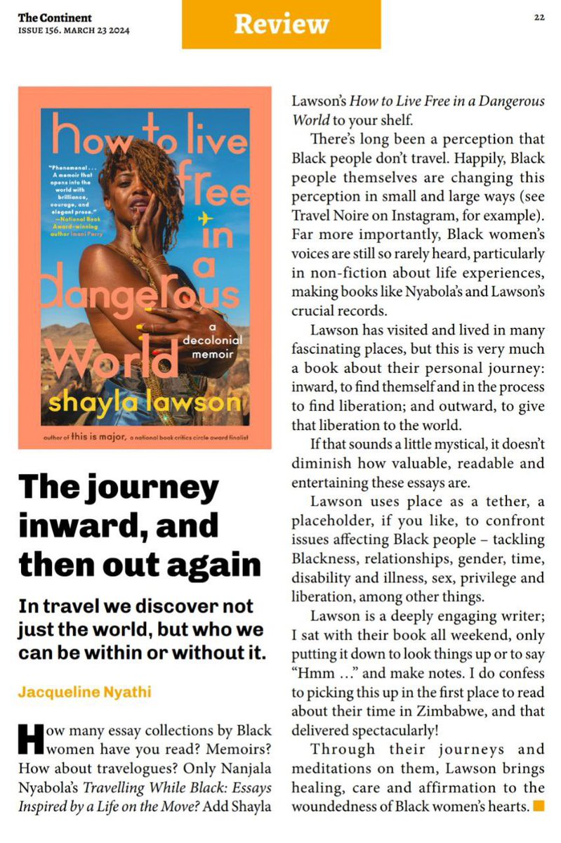 For @thecontinent_, I wrote about Shayla Lawson's How to Live Free in a Dangerous World: A Decolonial Memoir (@TinyRepBooks) Download The Continent (It's free! It's fantastic! And more than worth your time) at thecontinent.org.