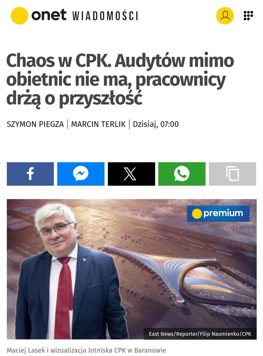 1. No proszę, Onet o CPK, a właściwie o działaniach przedstawiciela obecnego rządu względem CPK. A miało być inaczej, a jest jak zwykle. Były obietnice, a rzeczywistość okazała się inna. Nie dobrze. Brak realizacji obietnicy ws. audytu oznacza,