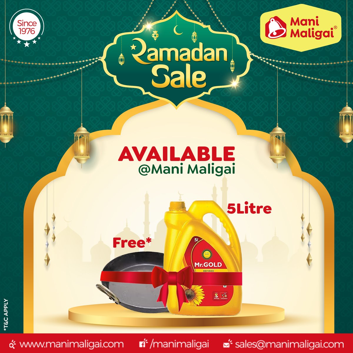 Ramzan Special Offer alert at Mani Maligai Super Market! Purchase 5 Litres of Mr. Gold Sunflower Oil and receive a FREE tawa! 📞99924 99924 linkto.contact/MM-WA manimaligai.com #Manimaligai #Pollachi #Supermarket #RamalanSpecial #RamalanSale #mrgoldoil #Sunfloweroil