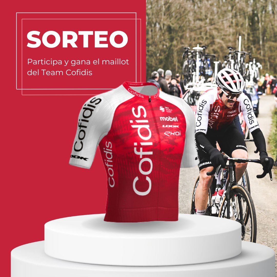 Mañana llega la París Roubaix y para celebrarlo sorteamos un maillot del @TeamCOFIDIS. ¿Quieres conseguirlo? 🔺 Menciona a 2️⃣ amigos 🔺 Da MG y RT 🔺 Sigue a @ciclistacofidis Participa del 06/04 al 11/04. Anunciaremos ganador el 12/04 aquí. Bases: bit.ly/4cC1Pgf